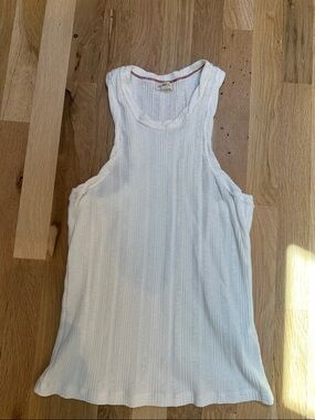 Pilcro White Ribbed Crewneck Tank